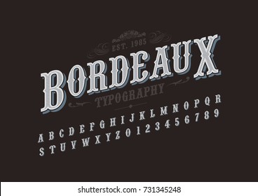 Vector of stylized vintage font and alphabet