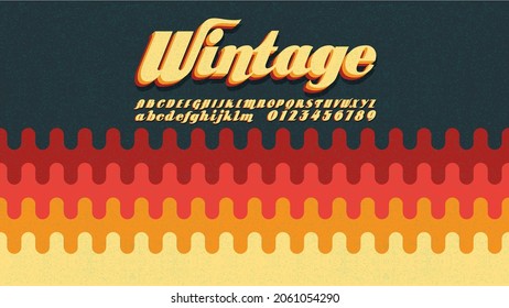 Vector Of Stylized Vintage Retro Font And Alphabet.70s And 80s. Geometry Minimalistic Artwork Poster With Simple Shape And Figure. Abstract Vector Pattern Design In Old Style Logo, Sign Or Icon. 