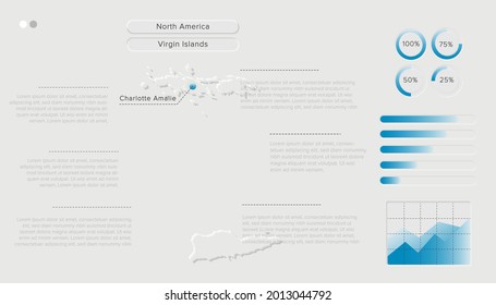 Vector of Stylized Virgin Islands Map in Simple; Soft; and Clear Futuristic Neumorphism Design on White Background. Minimalistic White Infographic 3D paper cut for User Interface Element.