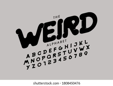 Vector of stylized weird font and alphabet