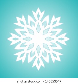 Vector stylized white snowflake silhouette