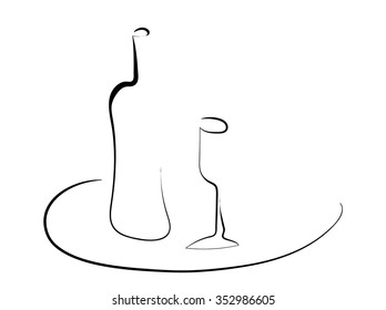  Vector stylized wine bottle and goblet