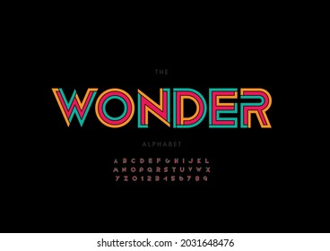 Vector of stylized wonder alphabet and font