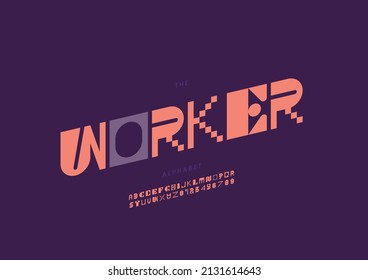 Vector of stylized worker alphabet and font