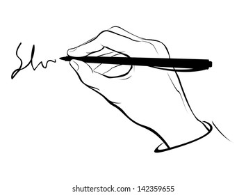 Vector stylized writing hand