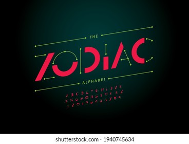 Vector of stylized zodiac alphabet and font