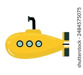 Vector submarine flat icon. Yellow submarine isolated on white background. flat design element.