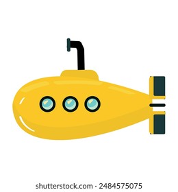 Vector submarine flat icon. Yellow submarine isolated on white background. flat design element.