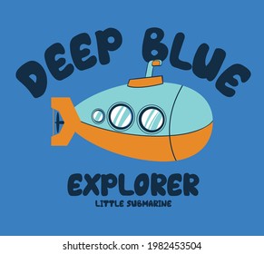 vector submarine illustration for kids t shirt print