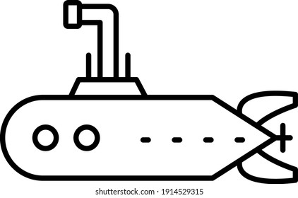 Diseño de iconos de esquema de submarino de vectores
