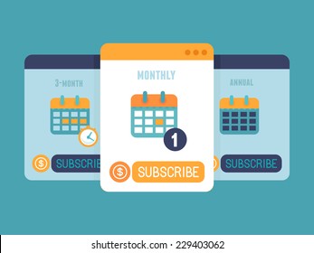 Vector subscription business model concept in flat style - pricing plan for app or website service