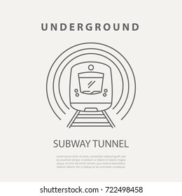 Vector subway tunnel icon or badge. Graphic design elements in outline style for packaging, apps, website, advertising, poster and brochure for underground.