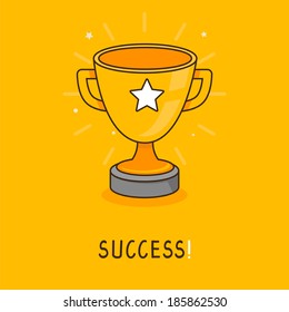 Vector success concept in flat style - business leader concept - golden bowl icon