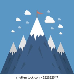 Vector success or leadership concept with mountain landscape