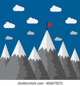 Vector success or leadership concept with mountain landscape