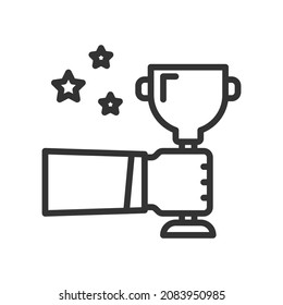 Vector success outline icon, happy and success related 64x64 Pixel, editable stroke white background