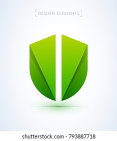 Vector success, protected, security, guarantee shield illustration. Logo in material design style