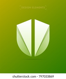Vector success, protected, security, guarantee shield illustration. Logo in material design style
