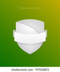 Vector success, protected, security, guarantee shield illustration. Flat material design emblem