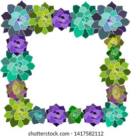 Vector succulent frame, template on the transparent background