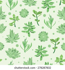 Vector succulent garden seamless pattern background