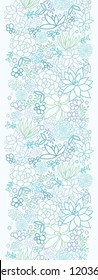 Vector Succulent Plants Vertical Seamless Pattern Ornament Background Texture With hand drawn doodle seaweed.