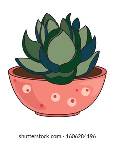Vector. Succulent in a pot. Indoor plant. Outline isolated on white background. Beautiful cartoon coloring book for adults and children. For the design of books, magazines posters, prints for children