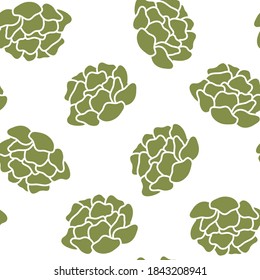 Vector Succulent Shapes in PepperStem Green seamless pattern background. Perfect for fabric, wallpaper and scrapbooking projects.