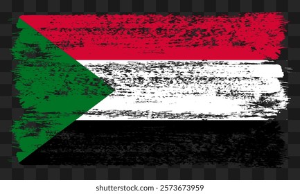 Vector Sudan flag in grunge style on transparent background