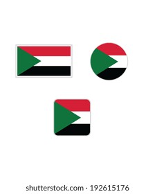 Vector Sudan Flag and Icon Set