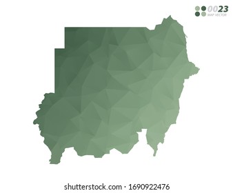 Vector of Sudan map green polygon triangle mosaic with white background. style gradient.