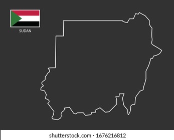 vector Sudan map thin line style.