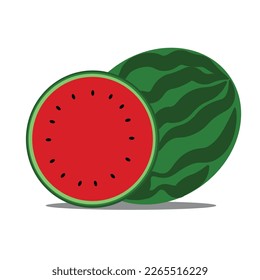 Vector Sudanese red watermelon halved