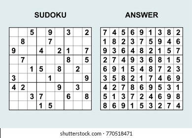 Vector sudoku with answer 110. Puzzle game with numbers.