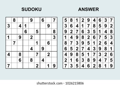 Vector sudoku with answer 115. Puzzle game with numbers.