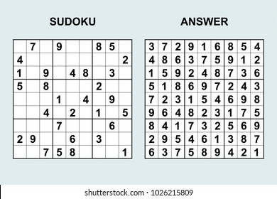 Vector sudoku with answer 116. Puzzle game with numbers.