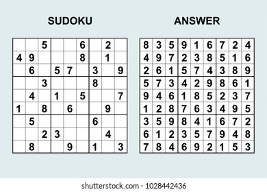 Vector sudoku with answer 120. Puzzle game with numbers.