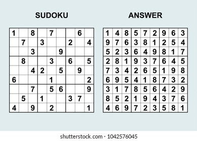 Vector Sudoku Answer 189 Puzzle Game Stock Vector (Royalty Free) 1188528754