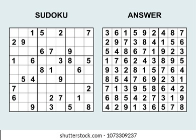 Vector sudoku with answer 136. Puzzle game with numbers.