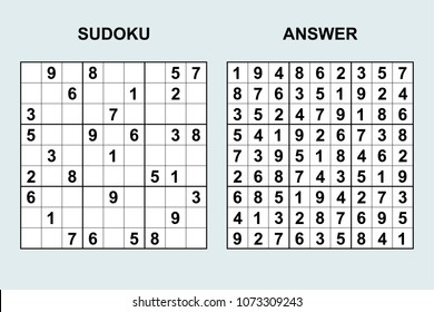 Vector sudoku with answer 138. Puzzle game with numbers.