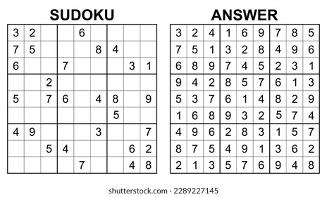 Vector sudoku with answer 15. Educational game with numbers for kids and leisure for adult on white background.