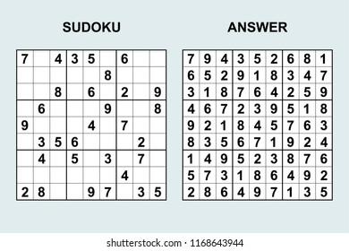 Vector sudoku con respuesta 165. Juego de puzzle con números.