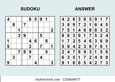 Vector sudoku with answer 236. Puzzle game with numbers.