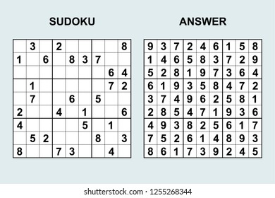 Vector sudoku with answer 241. Puzzle game with numbers.