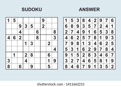 Vector sudoku with answer 306. Puzzle game with numbers. svg