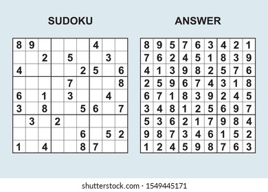 Vector sudoku with answer 400. Puzzle game with numbers.