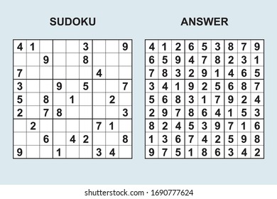 Vector Sudoku Answer 363 Puzzle Game Stock Vector (Royalty Free) 1435176746