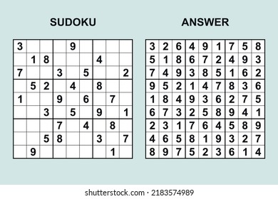 Vector sudoku with answer 467. Puzzle game with numbers.