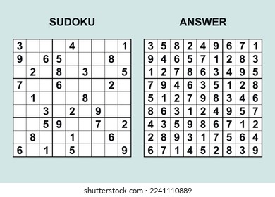 Vektor Sudoku mit Antwort 471. Puzzle-Spiel mit Zahlen.