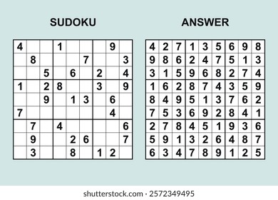 vector sudoku with answer 479, puzzle game with numbers